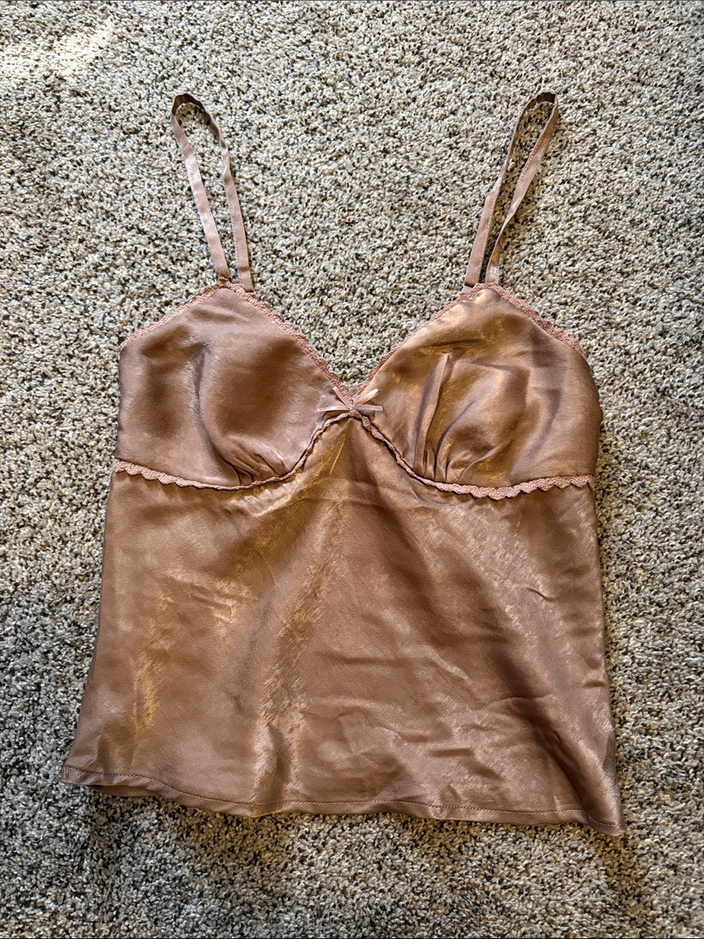 Silky Rose-Tan Satin Cami Tank Top